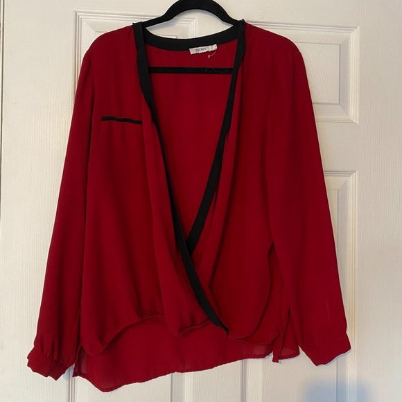 Sheer Deep V Neck Blouse - Picture 1 of 9